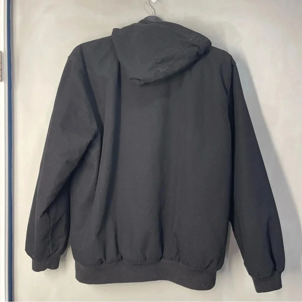 Lee Jacket Mens Large Full Zip Canvas Work Hooded Black Premium Select Lined - Picture 8 of 14